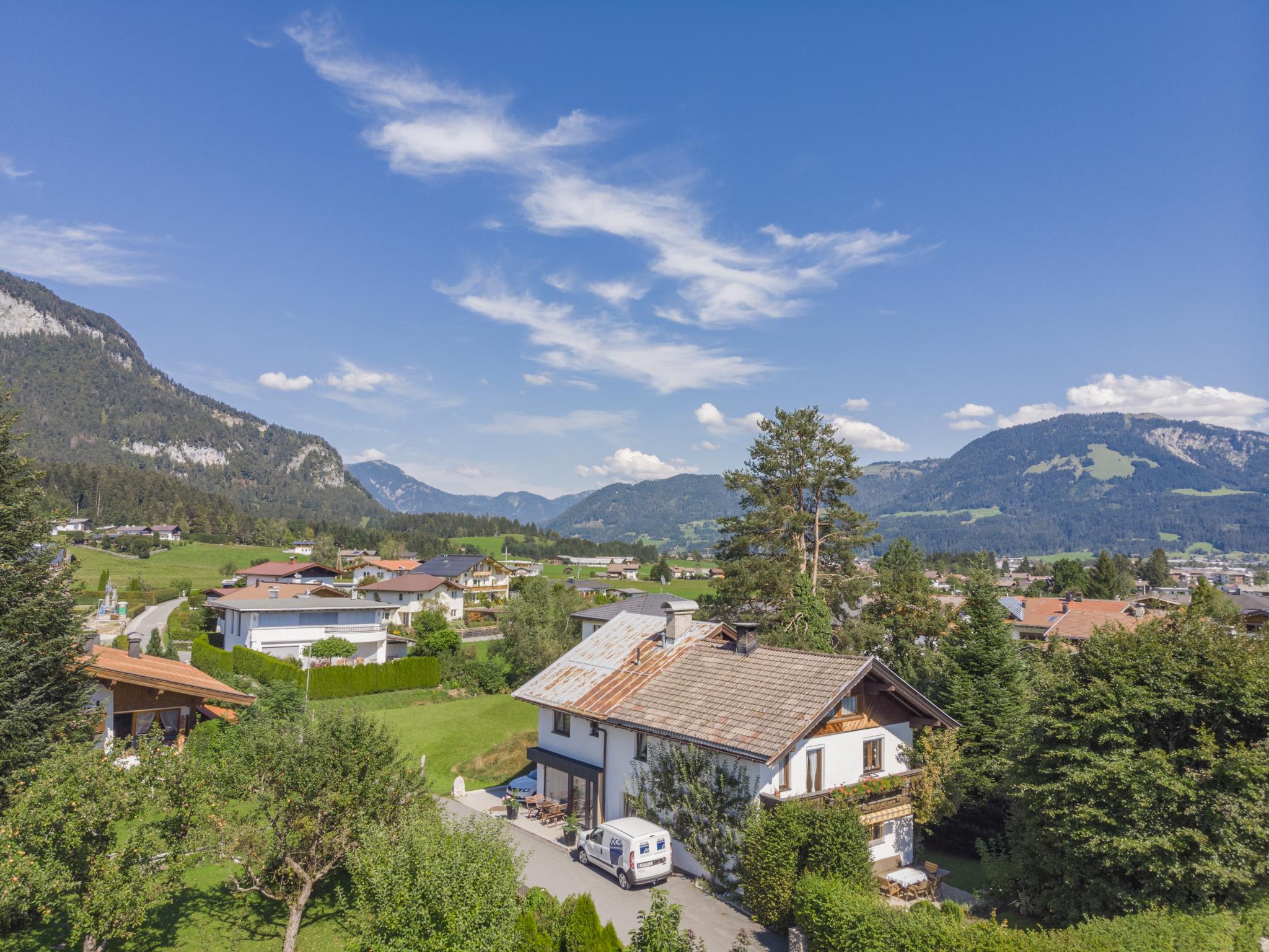 Outdoor terrace and views at Chalet Jöchl in Sankt Johann in Tirol