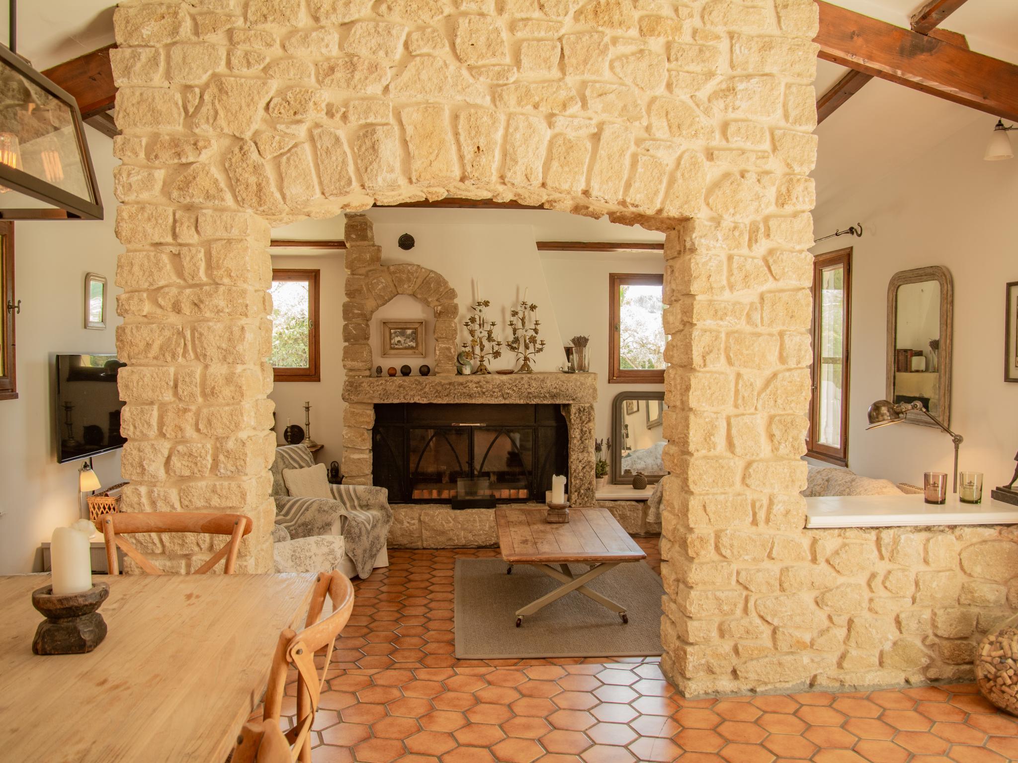 Outdoor terrace and views at Le Mas Romarin in Beaumes-de-Venise