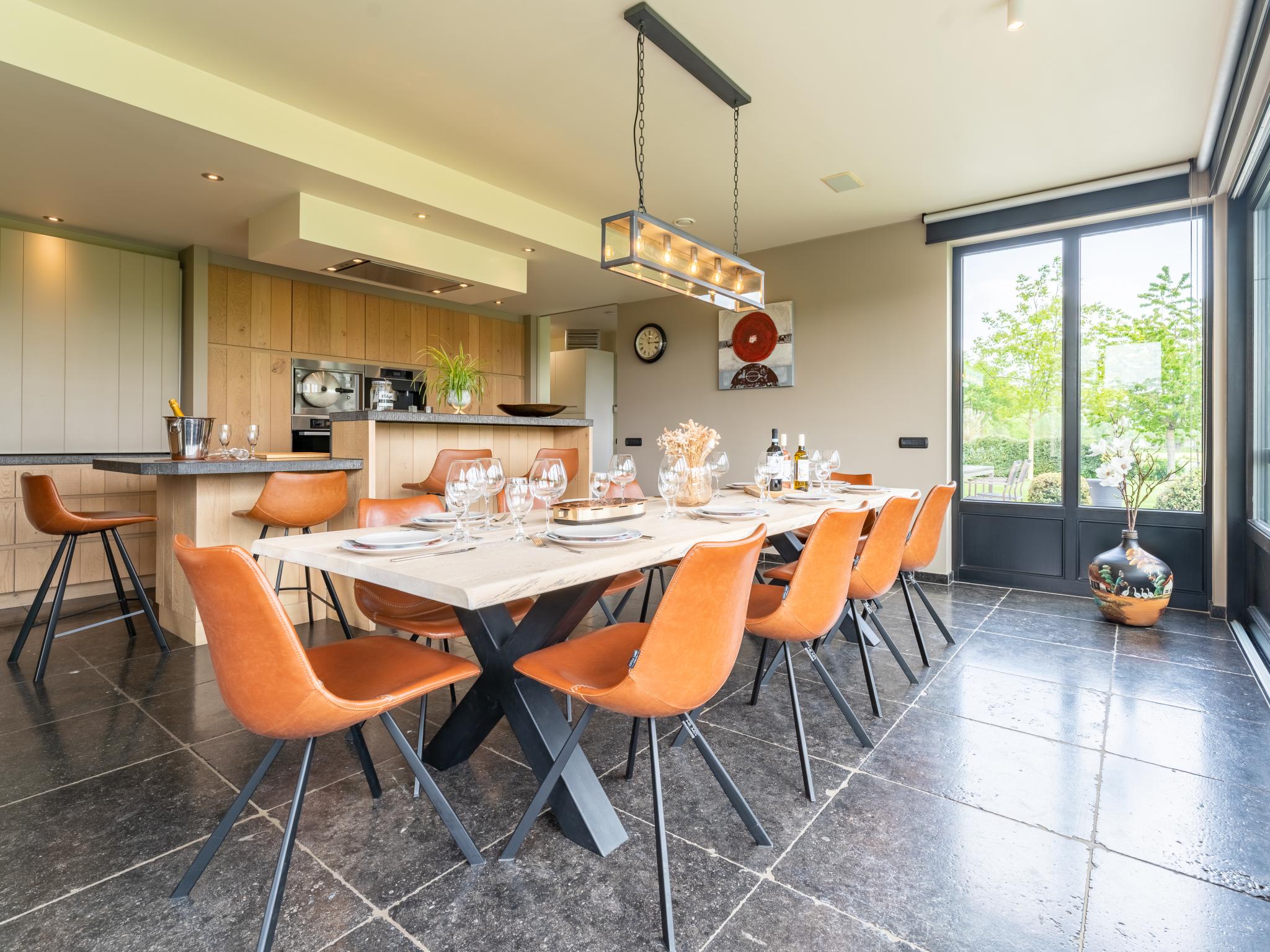 Outdoor terrace and views at Villa Meersen in Maldegem