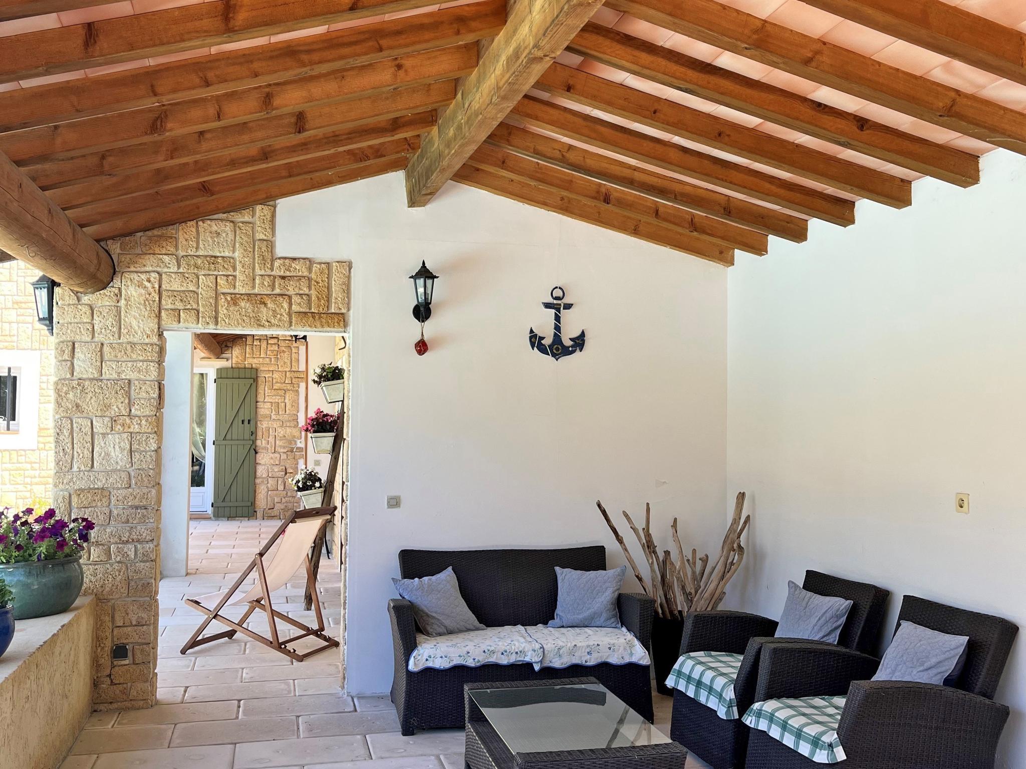 Outdoor terrace and views at Maison Galle in Uchaux