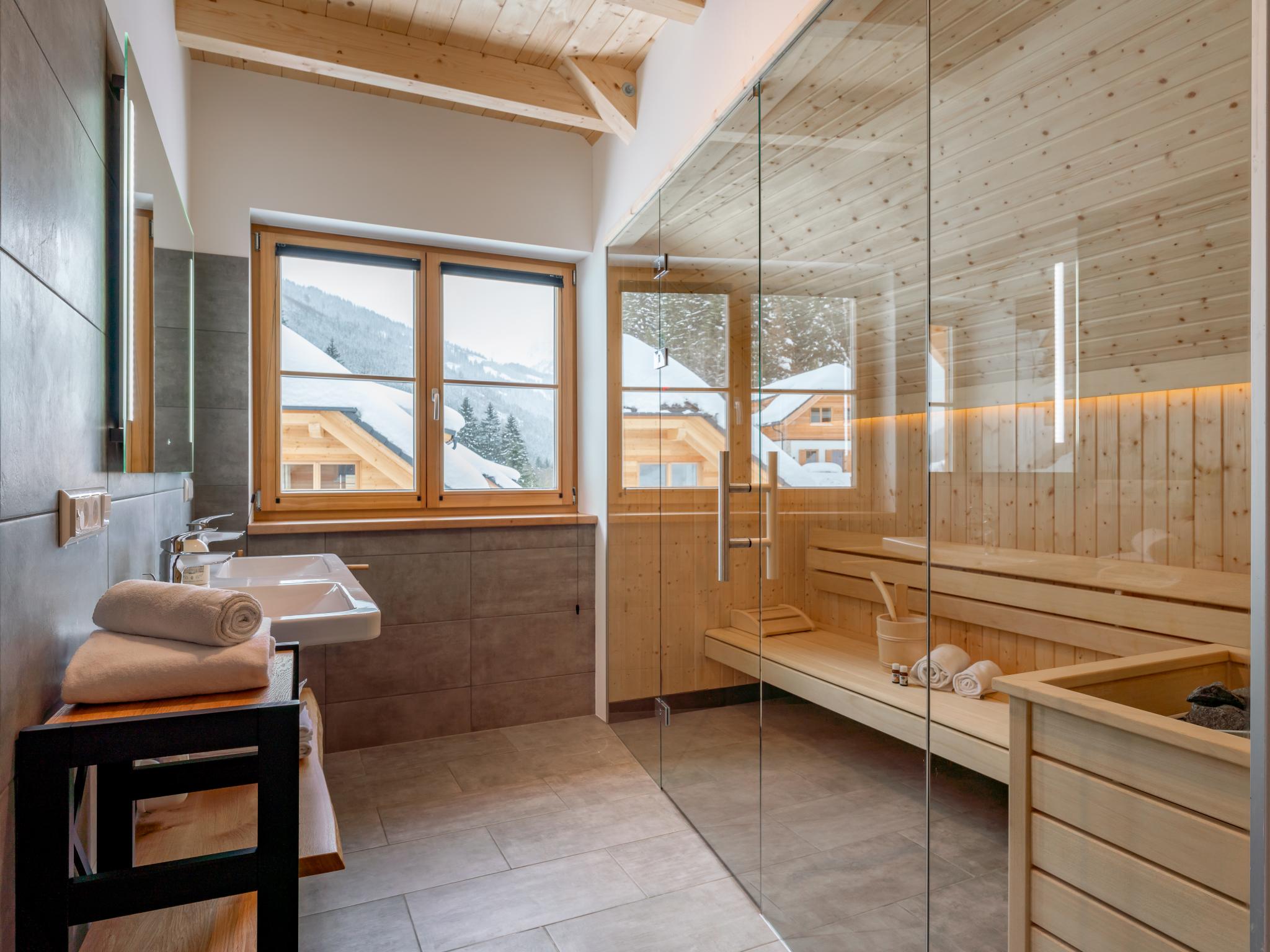 Outdoor terrace and views at Chalet Pretzel in Donnersbachwald