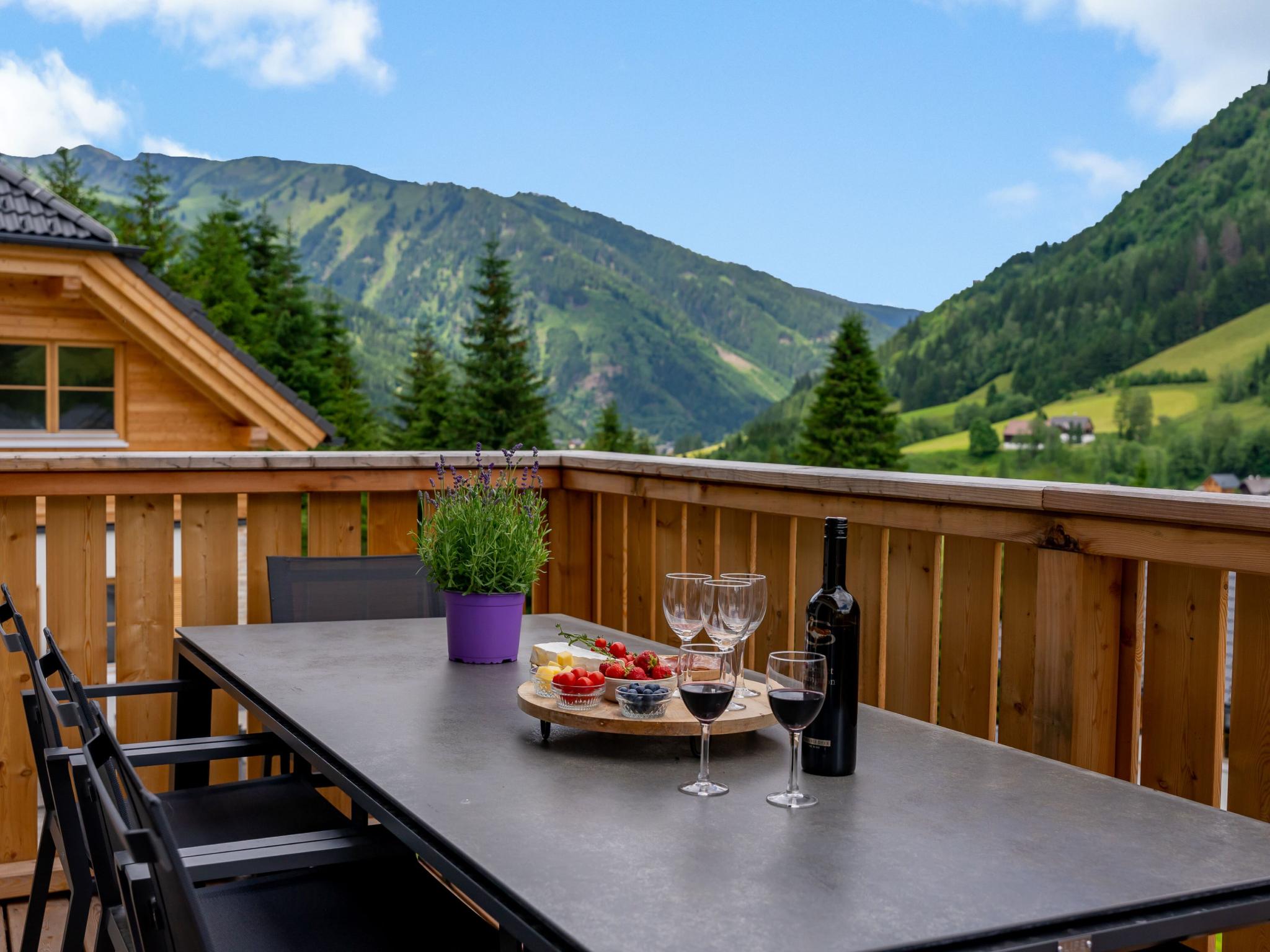 Outdoor terrace and views at Edelweiss Lodge in Donnersbachwald