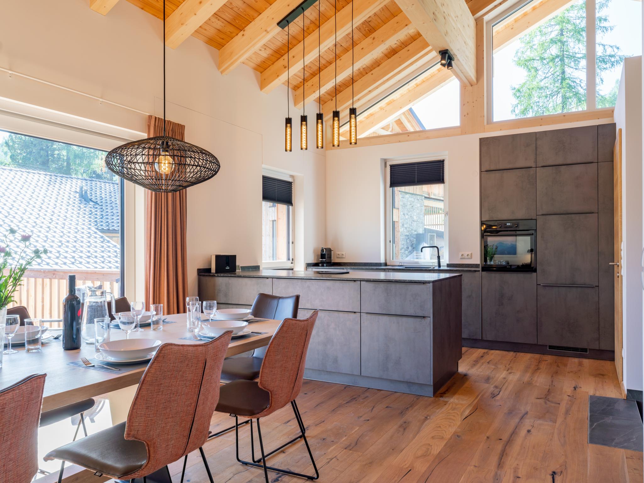 Outdoor terrace and views at Atemlos Mountain Chalet in Turracher Höhe