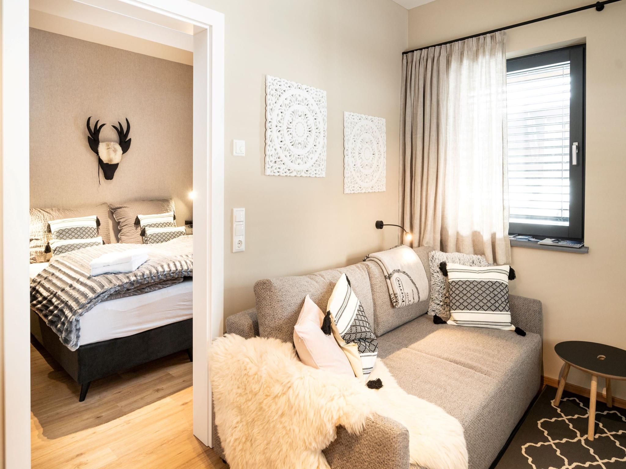 Bedroom with comfortable beds at Schneeblümchen in Maria Alm