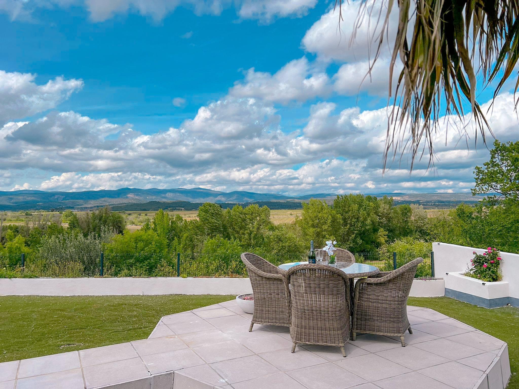 Outdoor terrace and views at Panorama in Rieux-Minervois