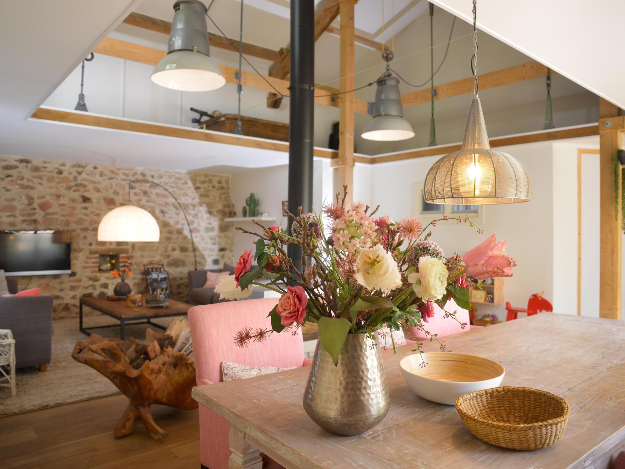 Outdoor terrace and views at Jardins Fleuries in Cussy-en-Morvan