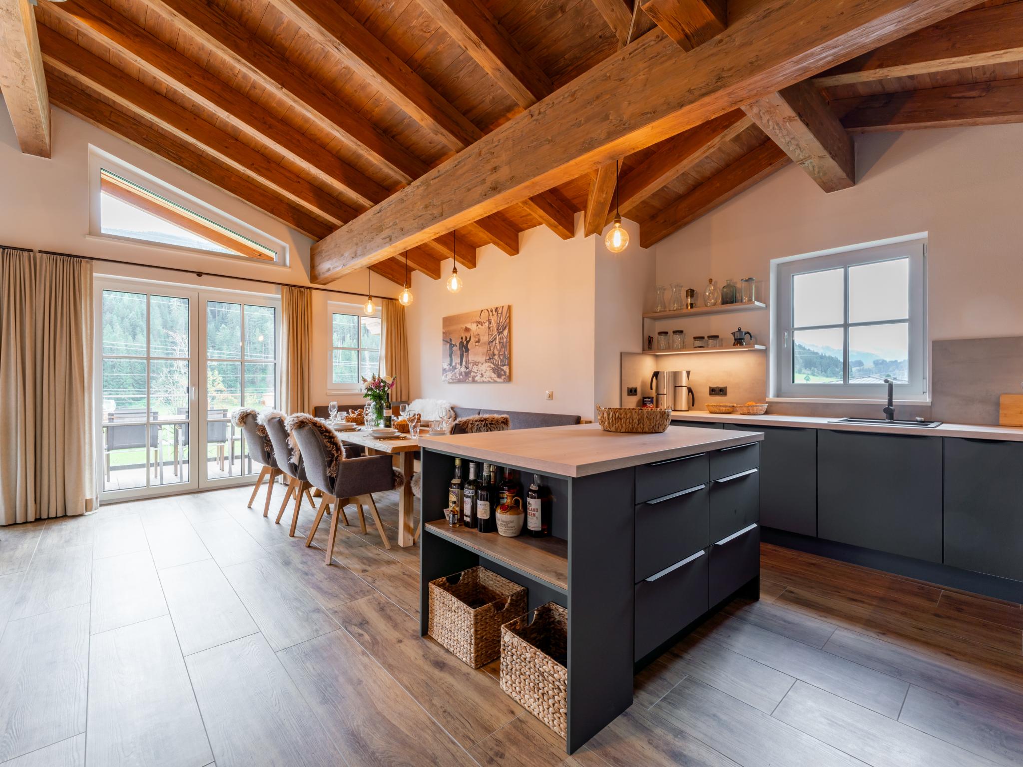 Outdoor terrace and views at Wagrainer TauernLodge 42A in Wagrain