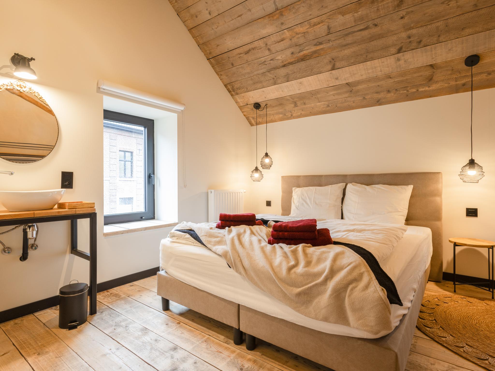 Outdoor terrace and views at Maison Cuberdon in Riemst