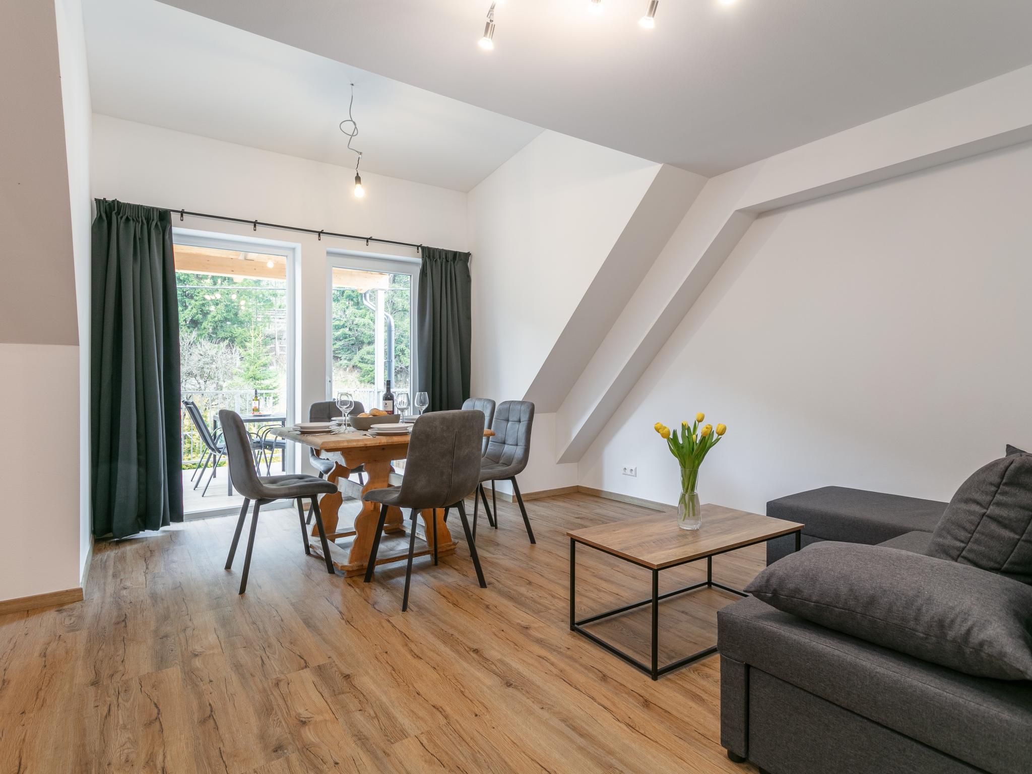 Outdoor terrace and views at NRV Top 567 XL in Möderbrugg