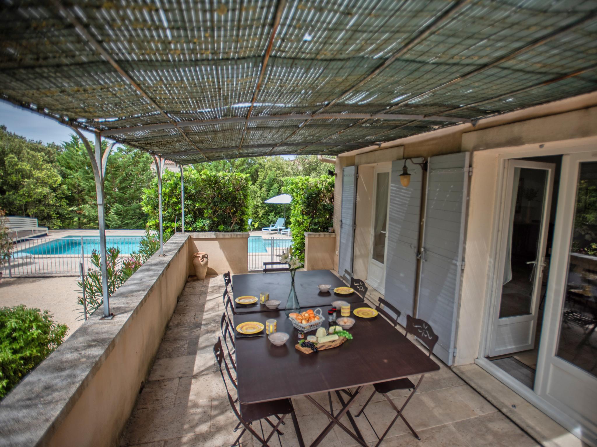 Outdoor terrace and views at La Cadeline in Saumane-de-Vaucluse