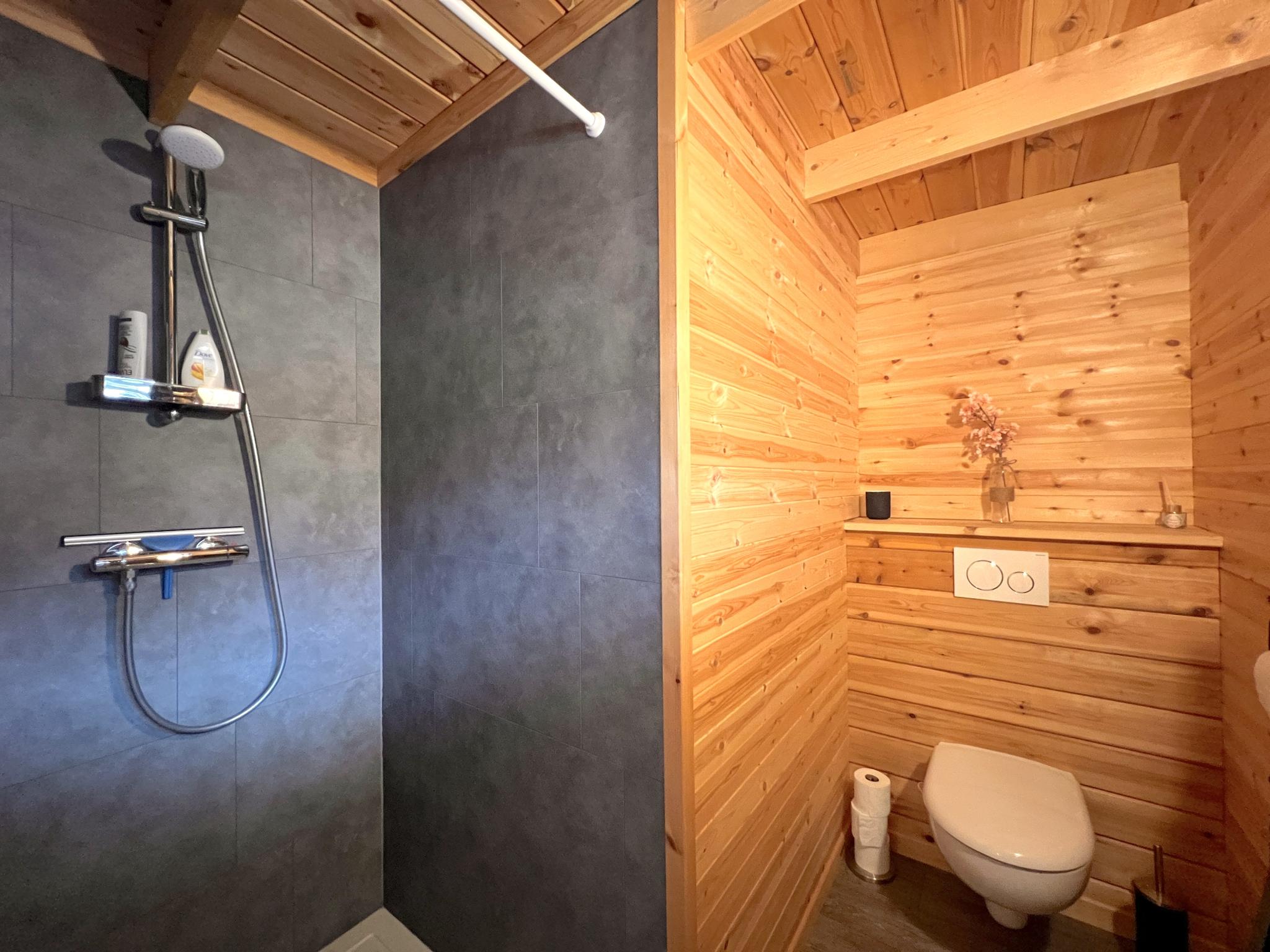 Outdoor terrace and views at Chalet Wielsmer in Zutendaal