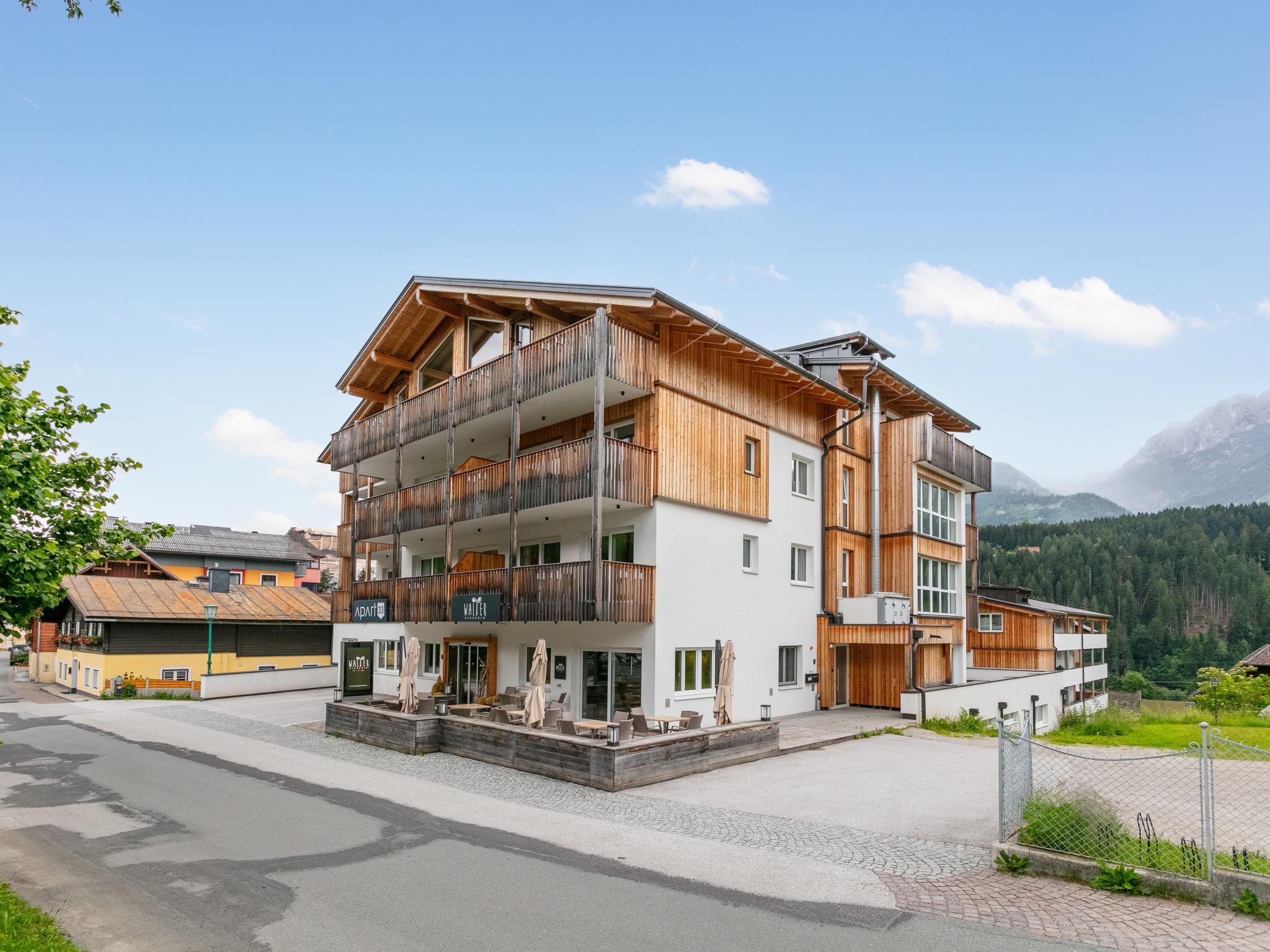 Outdoor terrace and views at Apart33 Top 1-24 in Haus im Ennstal