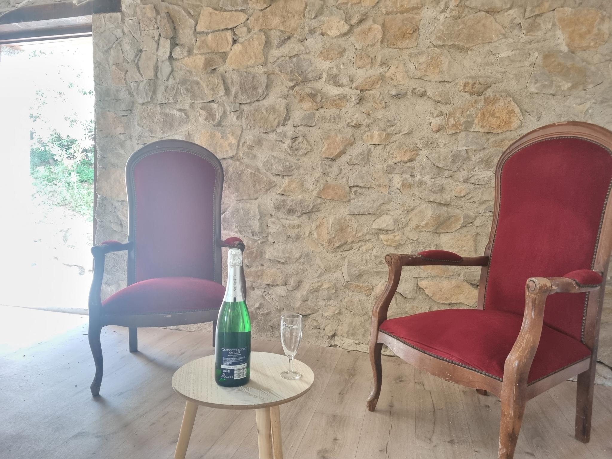 Outdoor terrace and views at La Roche 10 in Aigues-Vives