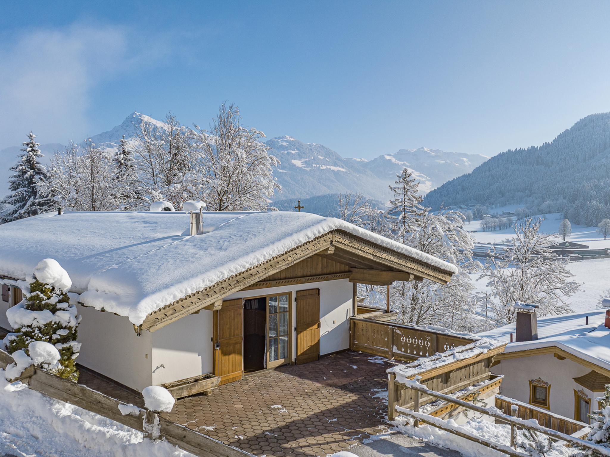 Outdoor terrace and views at Kitz Hills Chalet Mondschein in Kitzbühel
