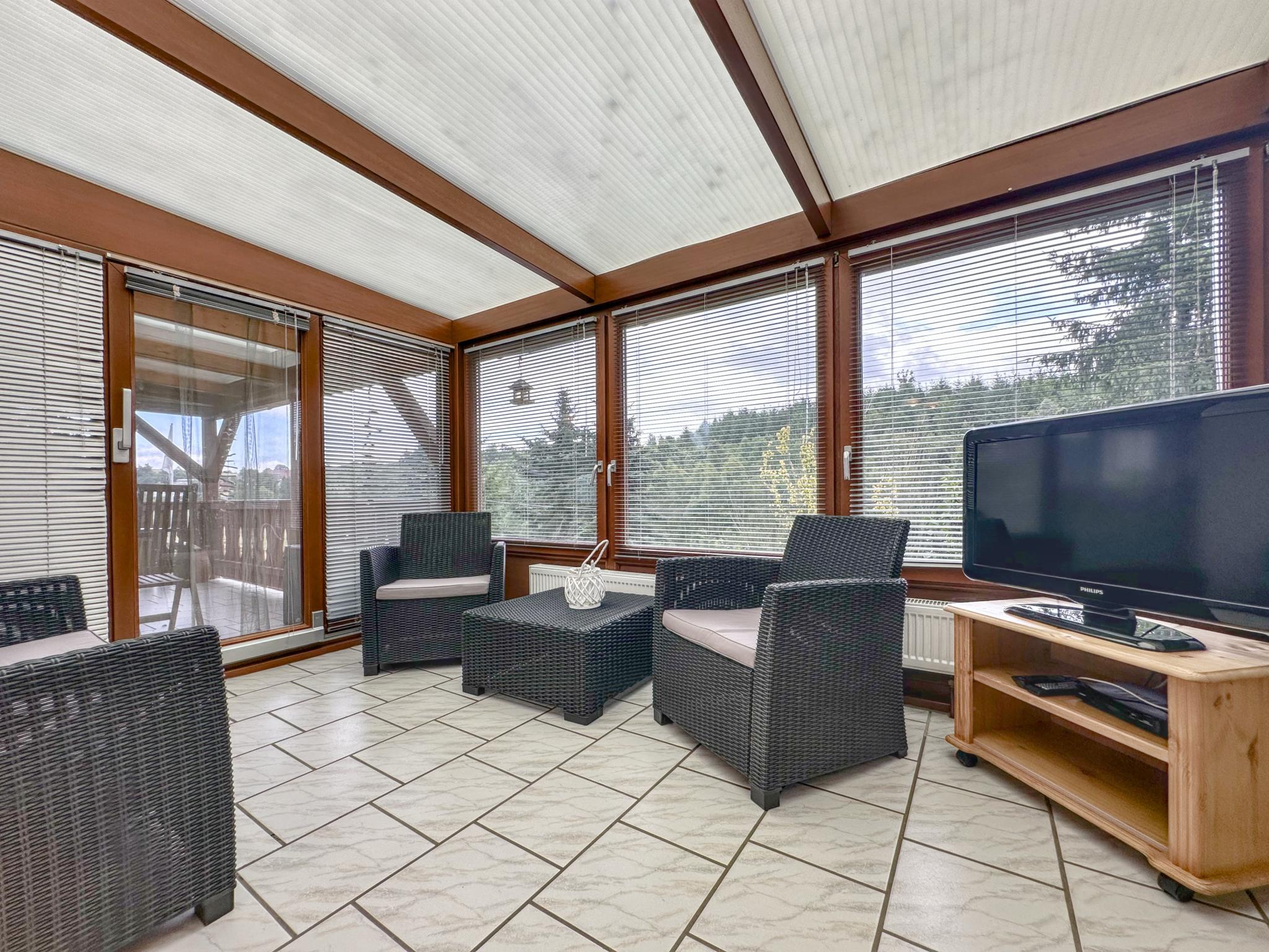 Bedroom with comfortable beds at Haus Panoramablick in Güntersberge