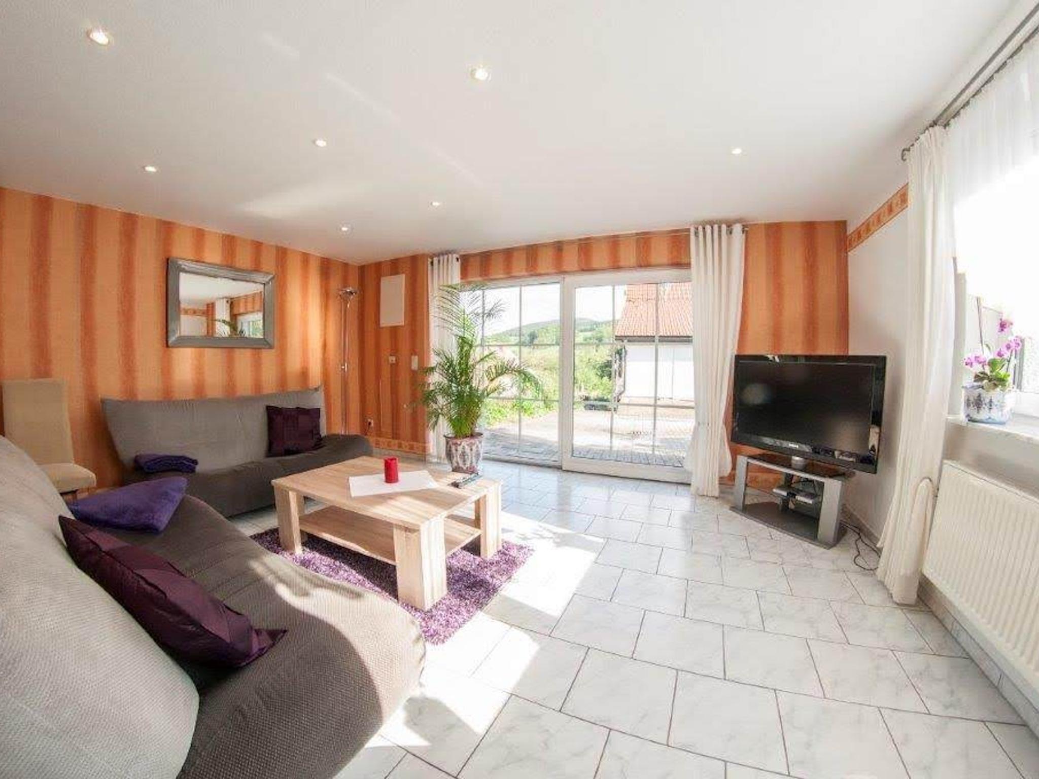 Outdoor terrace and views at Am Sandberg in Waltershausen OT Fischbach