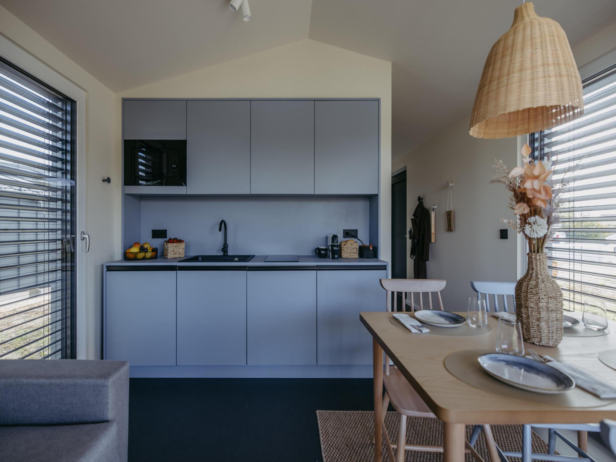 Modern kitchen at Guesthouse Leithagebirge in Breitenbrunn (AT)