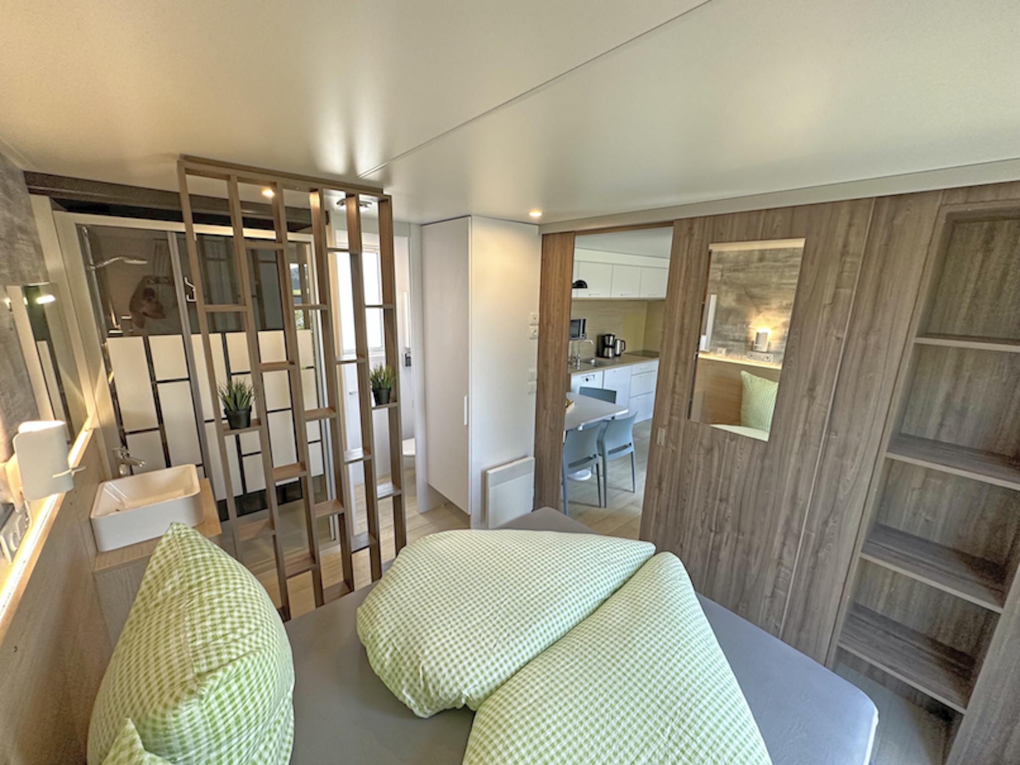 Outdoor terrace and views at Feriendorf Seeblick - Tiny Nr 1 in Neunburg vorm Wald