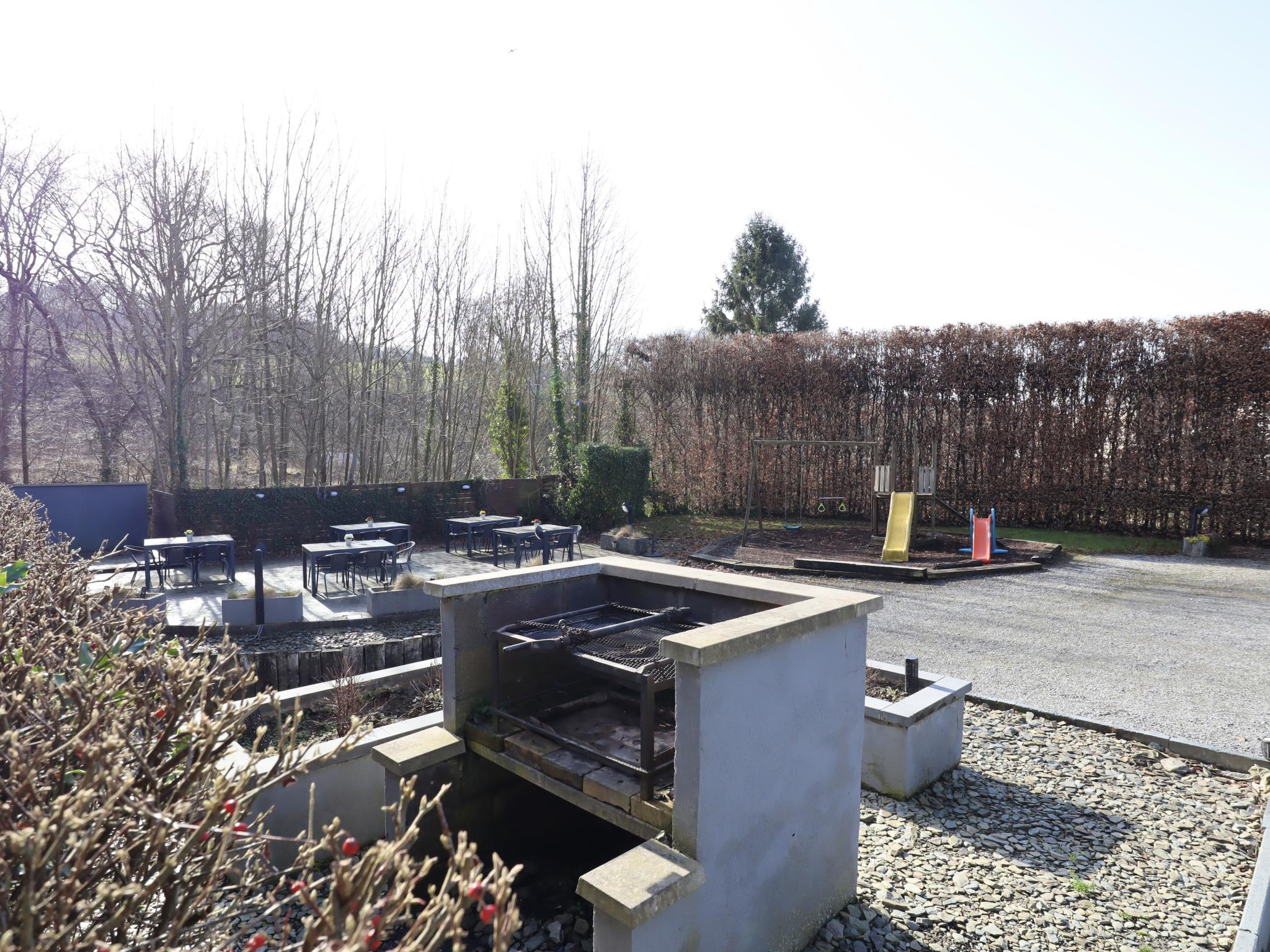 Outdoor terrace and views at Le Grand Vallon in Polleur
